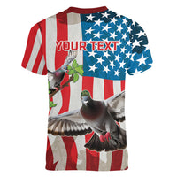 Personalized United States Pigeon Day Women V-Neck T-Shirt Proud Of Our Heroes Grunge Style - Wonder Print Shop