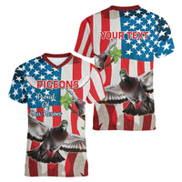 Personalized United States Pigeon Day Women V-Neck T-Shirt Proud Of Our Heroes Grunge Style - Wonder Print Shop