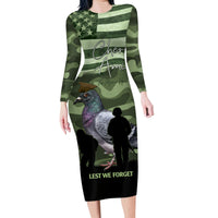 Personalized USA Cher Ami Family Matching Long Sleeve Bodycon Dress and Hawaiian Shirt Lest We Forget Pigeon Hero - Wonder Print Shop