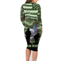 Personalized USA Cher Ami Family Matching Long Sleeve Bodycon Dress and Hawaiian Shirt Lest We Forget Pigeon Hero - Wonder Print Shop