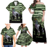 Personalized USA Cher Ami Family Matching Off Shoulder Maxi Dress and Hawaiian Shirt Lest We Forget Pigeon Hero - Wonder Print Shop