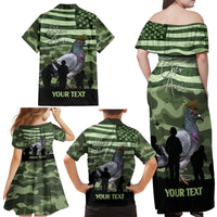 Personalized USA Cher Ami Family Matching Off Shoulder Maxi Dress and Hawaiian Shirt Lest We Forget Pigeon Hero - Wonder Print Shop
