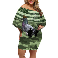 Personalized USA Cher Ami Family Matching Off Shoulder Short Dress and Hawaiian Shirt Lest We Forget Pigeon Hero - Wonder Print Shop
