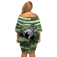 Personalized USA Cher Ami Family Matching Off Shoulder Short Dress and Hawaiian Shirt Lest We Forget Pigeon Hero - Wonder Print Shop