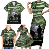 Personalized USA Cher Ami Family Matching Short Sleeve Bodycon Dress and Hawaiian Shirt Lest We Forget Pigeon Hero - Wonder Print Shop