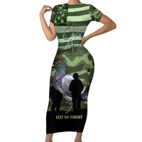 Personalized USA Cher Ami Family Matching Short Sleeve Bodycon Dress and Hawaiian Shirt Lest We Forget Pigeon Hero - Wonder Print Shop