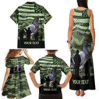 Personalized USA Cher Ami Family Matching Tank Maxi Dress and Hawaiian Shirt Lest We Forget Pigeon Hero - Wonder Print Shop