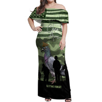 Personalized USA Cher Ami Off Shoulder Maxi Dress Lest We Forget Pigeon Hero - Wonder Print Shop