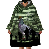 Personalized USA Cher Ami Wearable Blanket Hoodie Lest We Forget Pigeon Hero - Wonder Print Shop