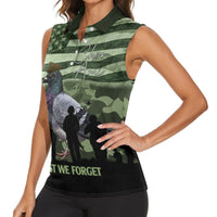 Personalized USA Cher Ami Women Sleeveless Polo Shirt Lest We Forget Pigeon Hero - Wonder Print Shop