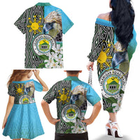 Cotabato Philippines Province Family Matching Off The Shoulder Long Sleeve Dress and Hawaiian Shirt Filipino Eagle Sampaguita Tinalak Pattern