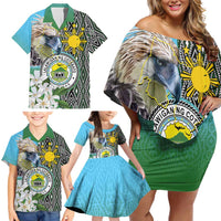 Cotabato Philippines Province Family Matching Off Shoulder Short Dress and Hawaiian Shirt Filipino Eagle Sampaguita Tinalak Pattern