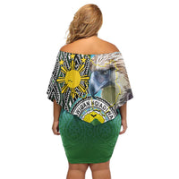 Cotabato Philippines Province Off Shoulder Short Dress Filipino Eagle Sampaguita Tinalak Pattern