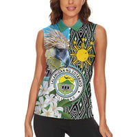 Cotabato Philippines Province Women Sleeveless Polo Shirt Filipino Eagle Sampaguita Tinalak Pattern