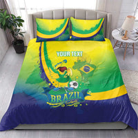 Brazil Football 2026 Custom Bedding Set Come On Selecao Brasil Parrot Mascot
