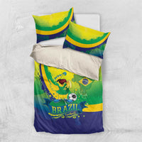 Brazil Football 2026 Custom Bedding Set Come On Selecao Brasil Parrot Mascot