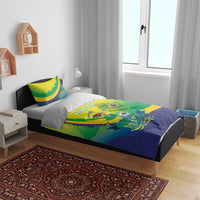 Brazil Football 2026 Custom Bedding Set Come On Selecao Brasil Parrot Mascot
