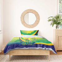 Brazil Football 2026 Custom Bedding Set Come On Selecao Brasil Parrot Mascot