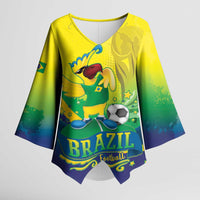 Brazil Football 2026 Custom Kimono Sleeve Blouse Come On Selecao Brasil Parrot Mascot