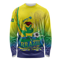 Brazil Football 2026 Custom Long Sleeve Shirt Come On Selecao Brasil Parrot Mascot
