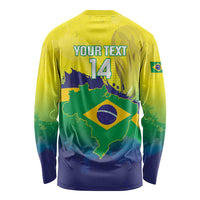 Brazil Football 2026 Custom Long Sleeve Shirt Come On Selecao Brasil Parrot Mascot