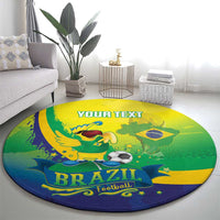 Brazil Football 2026 Custom Round Carpet Come On Selecao Brasil Parrot Mascot