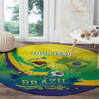 Brazil Football 2026 Custom Round Carpet Come On Selecao Brasil Parrot Mascot