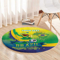 Brazil Football 2026 Custom Round Carpet Come On Selecao Brasil Parrot Mascot