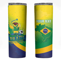 Brazil Football 2026 Custom Skinny Tumbler Come On Selecao Brasil Parrot Mascot