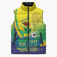 Brazil Football 2026 Custom Sleeveless Puffer Jacket Come On Selecao Brasil Parrot Mascot