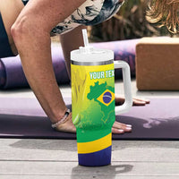 Brazil Football 2026 Custom Tumbler With Handle Come On Selecao Brasil Parrot Mascot