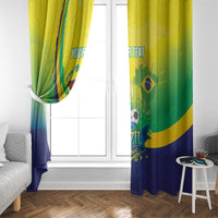 Brazil Football 2026 Custom Window Curtain Come On Selecao Brasil Parrot Mascot