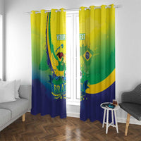 Brazil Football 2026 Custom Window Curtain Come On Selecao Brasil Parrot Mascot