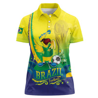 Brazil Football 2026 Custom Women Polo Shirt Come On Selecao Brasil Parrot Mascot