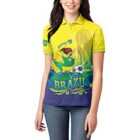 Brazil Football 2026 Custom Women Polo Shirt Come On Selecao Brasil Parrot Mascot