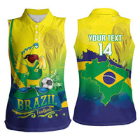 Brazil Football 2026 Custom Women Sleeveless Polo Shirt Come On Selecao Brasil Parrot Mascot