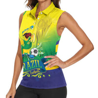 Brazil Football 2026 Custom Women Sleeveless Polo Shirt Come On Selecao Brasil Parrot Mascot