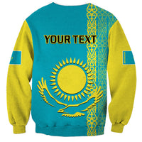 Personalised Kazakhstan Sweatshirt Kazakh Traditional Pattern Blue Version - Wonder Print Shop
