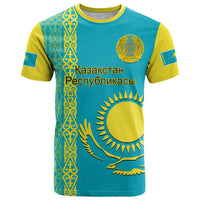 Personalised Kazakhstan T Shirt Kazakh Traditional Pattern Blue Version - Wonder Print Shop