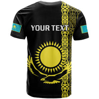 Personalised Kazakhstan T Shirt Kazakh Traditional Pattern Black Version - Wonder Print Shop