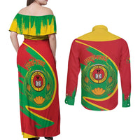 Cape Verde 1975-1992 Couples Matching Off Shoulder Maxi Dress and Long Sleeve Button Shirt Coat Of Arms Grunge Style