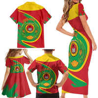 Cape Verde 1975-1992 Family Matching Short Sleeve Bodycon Dress and Hawaiian Shirt Coat Of Arms Grunge Style