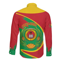 Cape Verde 1975-1992 Long Sleeve Button Shirt Coat Of Arms Grunge Style
