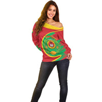 Cape Verde 1975-1992 Off Shoulder Sweater Coat Of Arms Grunge Style