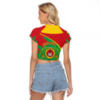 Cape Verde 1975-1992 Raglan Cropped T Shirt Coat Of Arms Grunge Style