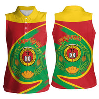 Cape Verde 1975-1992 Women Sleeveless Polo Shirt Coat Of Arms Grunge Style