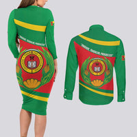 Cape Verde 1975-1992 Couples Matching Long Sleeve Bodycon Dress and Long Sleeve Button Shirt Unidade Trabalho Progresso