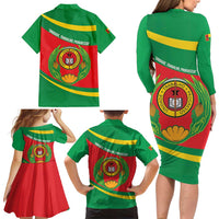 Cape Verde 1975-1992 Family Matching Long Sleeve Bodycon Dress and Hawaiian Shirt Unidade Trabalho Progresso