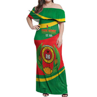 Cape Verde 1975-1992 Off Shoulder Maxi Dress Unidade Trabalho Progresso
