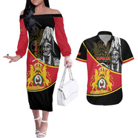 First Empire Of Haiti 1804-1806 Couples Matching Off The Shoulder Long Sleeve Dress and Hawaiian Shirt Jean-Jacques Dessalines Liberte ou la Mort!